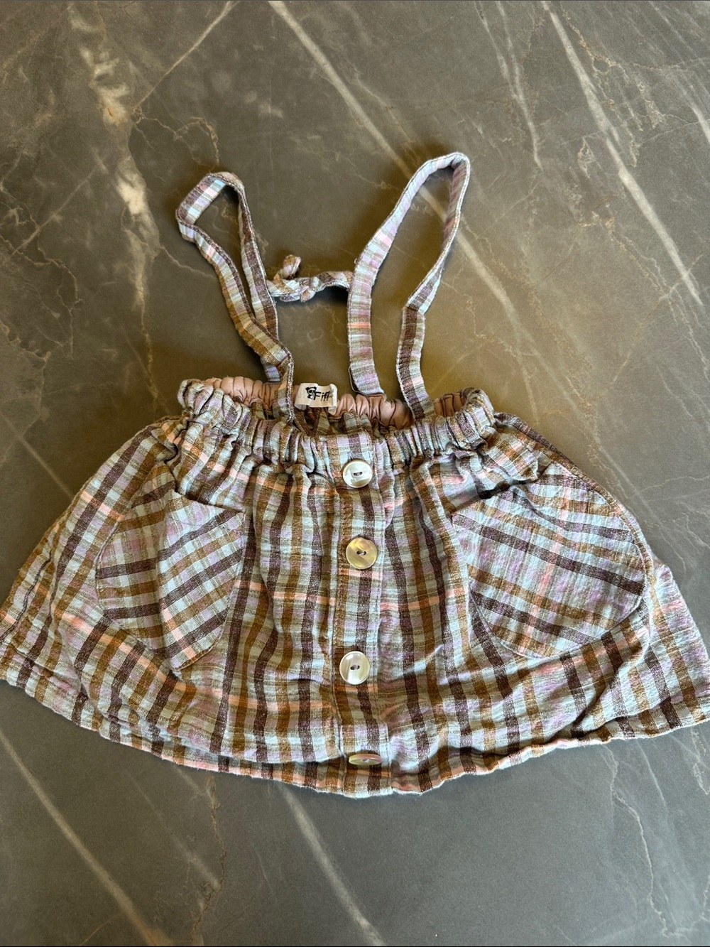 Zara Plaid Cotton Kids Skirt with Suspenders - Pink, Green, Brown, purple
